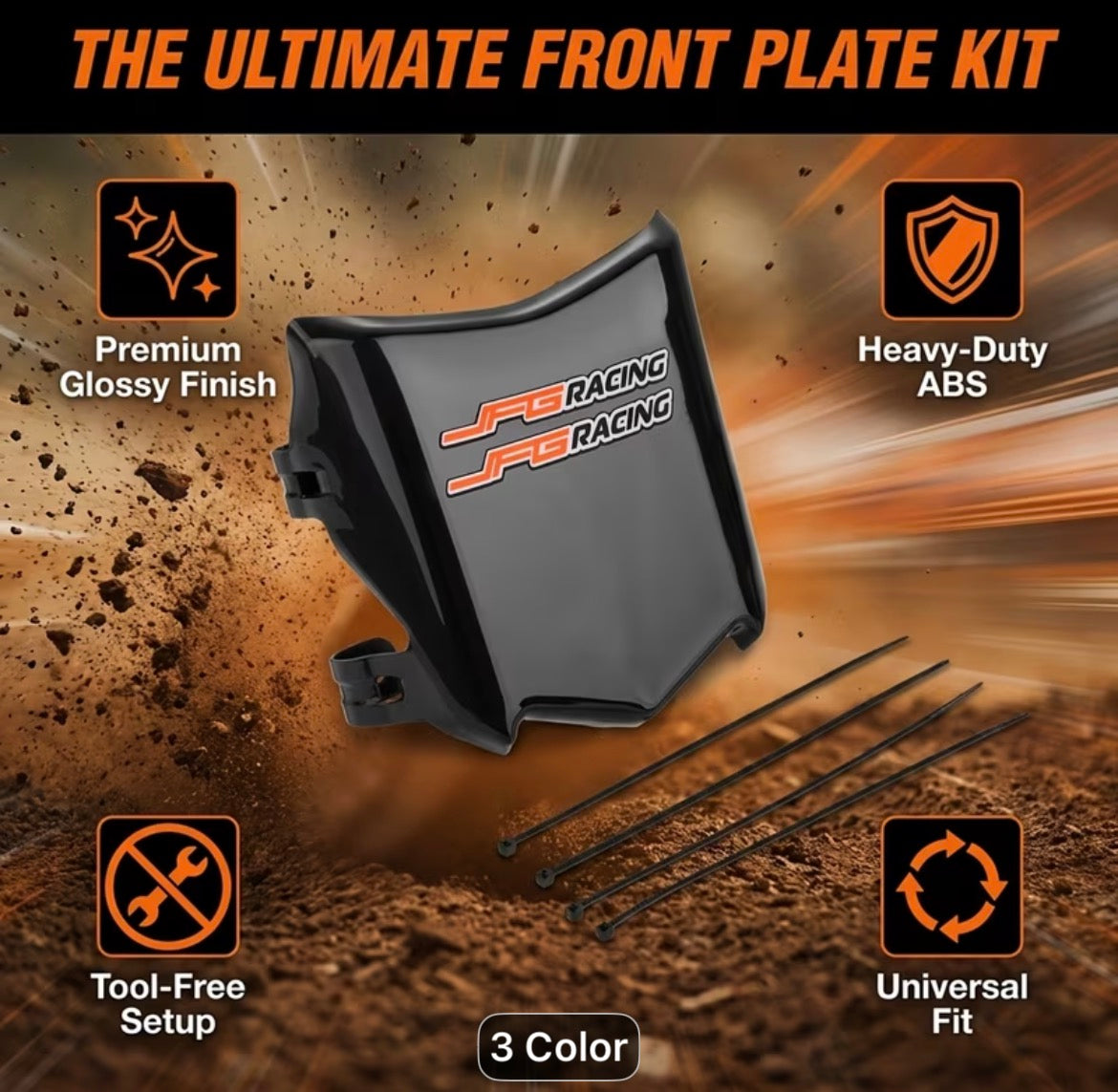 Electric DirtBike Front Number Plate with 2pcs JFG Stickers