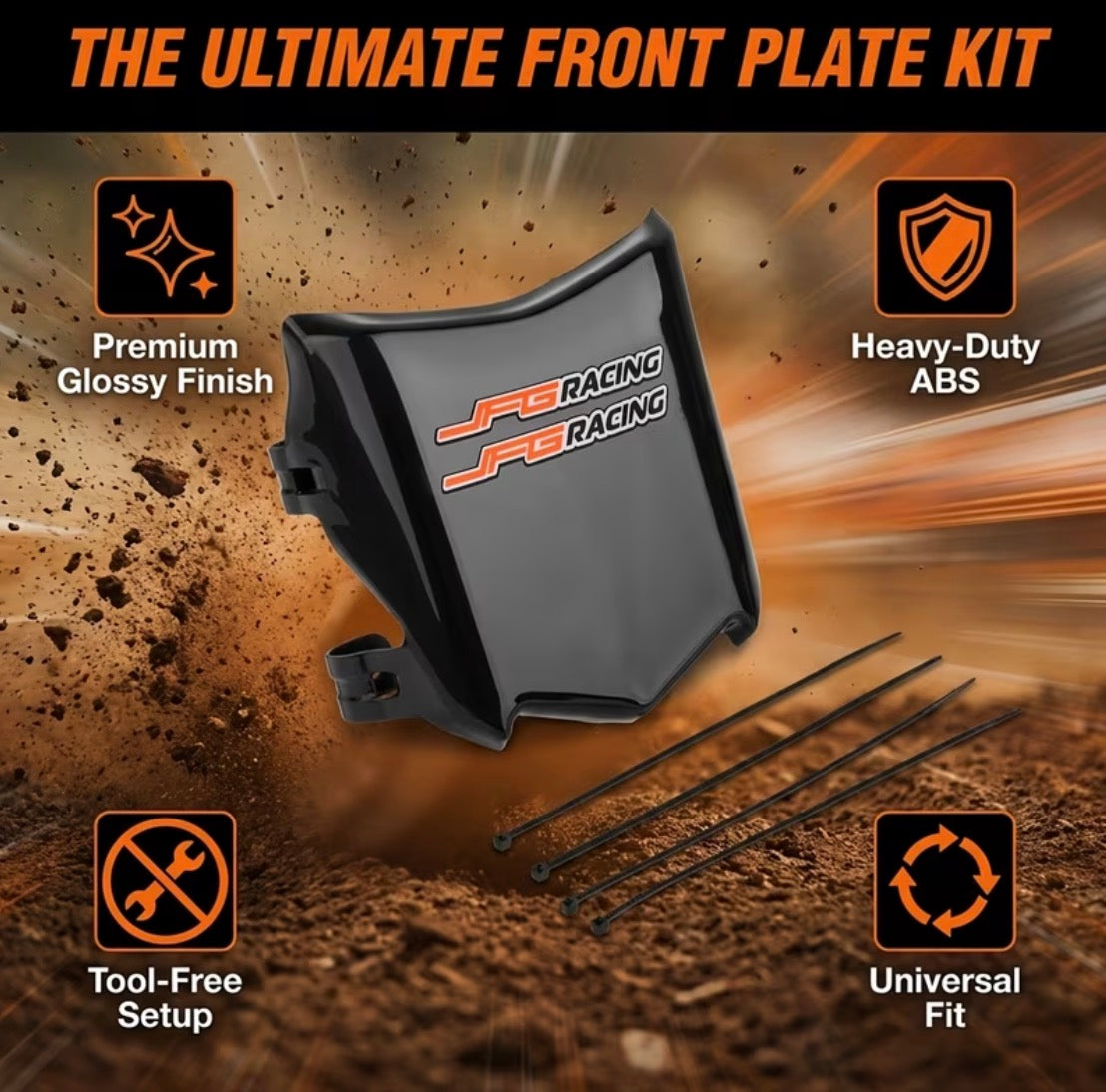 Electric DirtBike Front Number Plate with 2pcs JFG Stickers